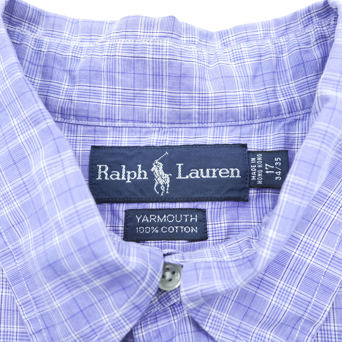 Ralph Lauren 90s YARMOUTH Button-Down Shirt XL Plaid Blue Small Pony Embroidery Big Size