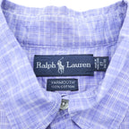 Ralph Lauren 90s YARMOUTH Button-Down Shirt XL Plaid Blue Small Pony Embroidery Big Size