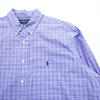 Ralph Lauren 90s YARMOUTH Button-Down Shirt XL Plaid Blue Small Pony Embroidery Big Size
