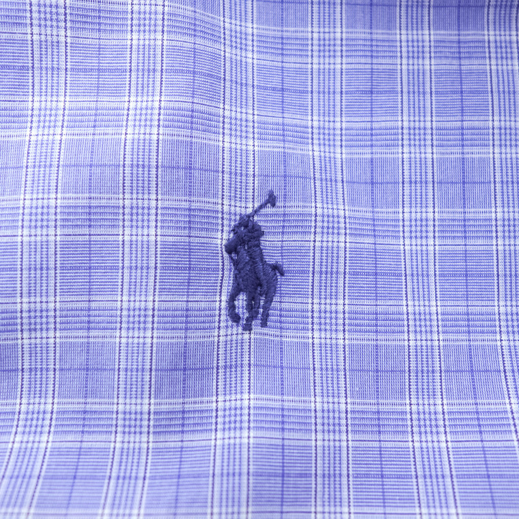 Ralph Lauren 90s YARMOUTH Button-Down Shirt XL Plaid Blue Small Pony Embroidery Big Size