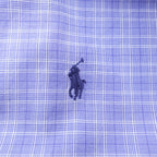 Ralph Lauren 90s YARMOUTH Button-Down Shirt XL Plaid Blue Small Pony Embroidery Big Size