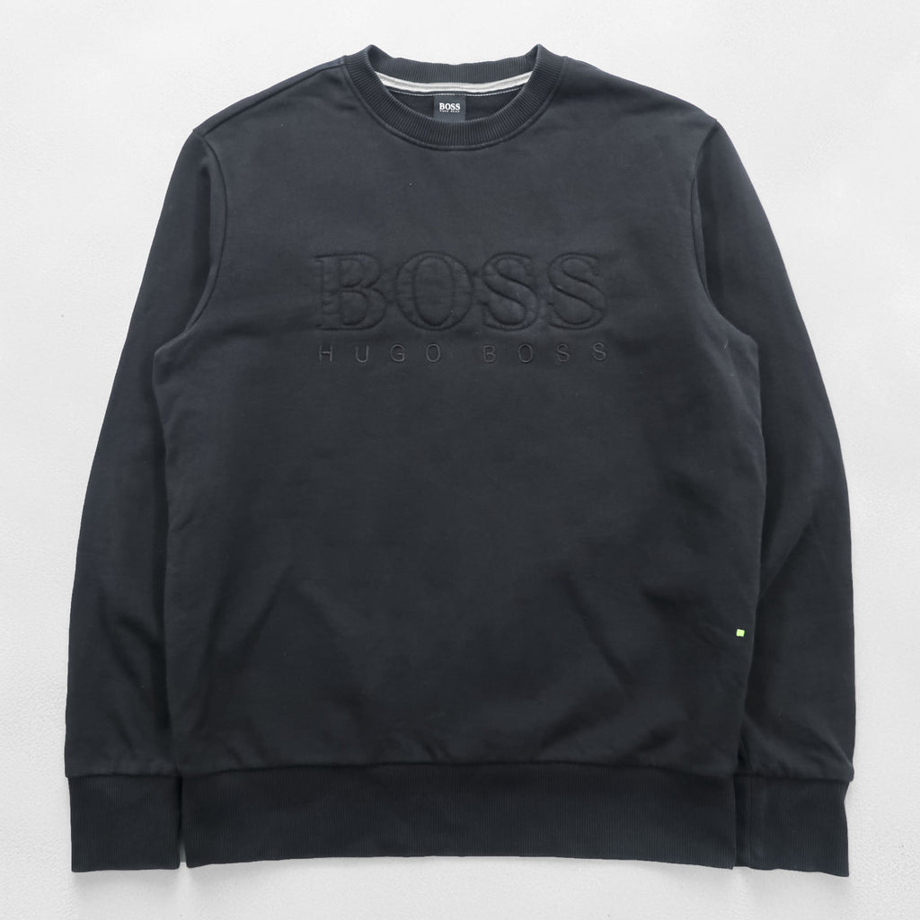 HUGO BOSS Crew Neck Sweatshirt L Black Cotton Logo Embroidery