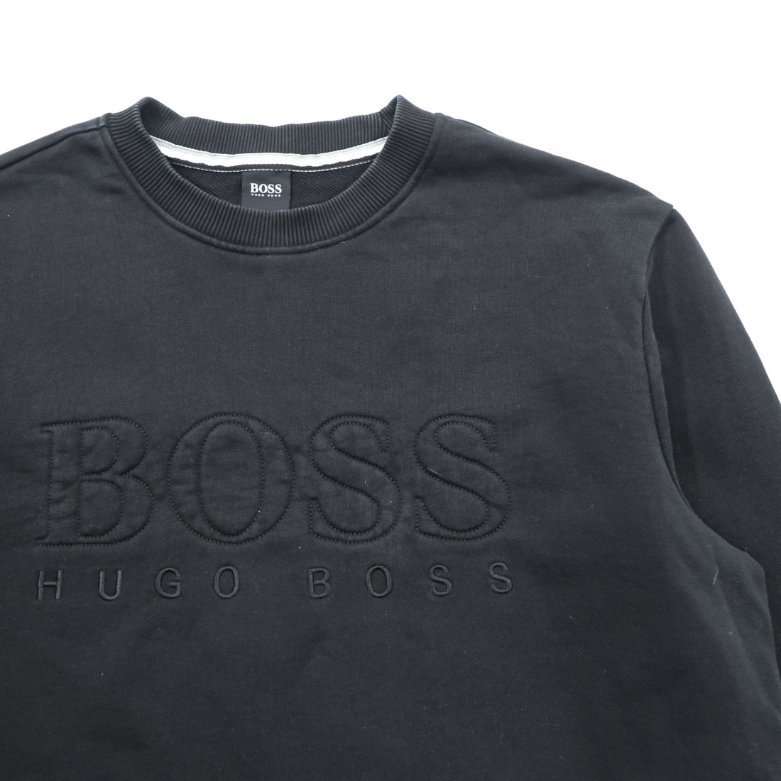 HUGO BOSS Crew Neck Sweatshirt L Black Cotton Logo Embroidery