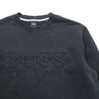 HUGO BOSS Crew Neck Sweatshirt L Black Cotton Logo Embroidery
