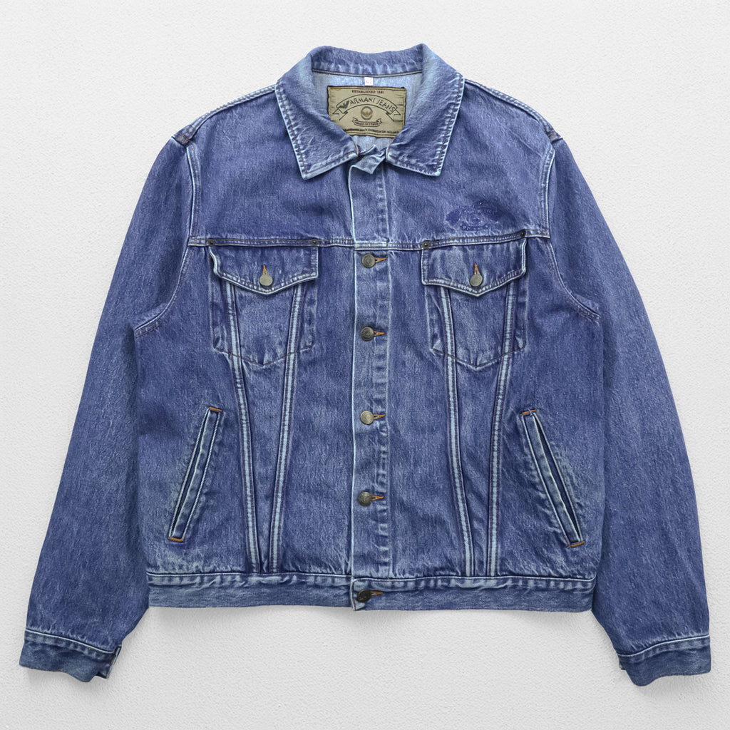 ARMANI JEANS 90年代 イタリア製 デニムジャケット Gジャン XL インディゴ ブルー ユーロヴィンテージ