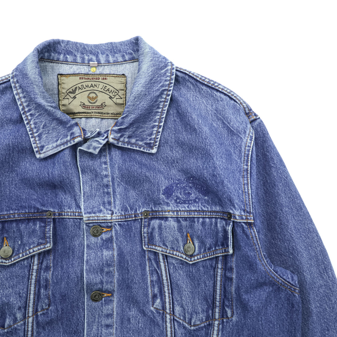 ARMANI JEANS 90年代 イタリア製 デニムジャケット Gジャン XL インディゴ ブルー ユーロヴィンテージ
