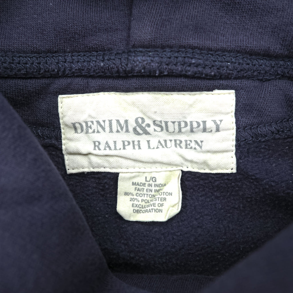 DENIM & SUPPLY RALPH LAUREN American Flag Hoodie L Navy Kangaroo Pocket