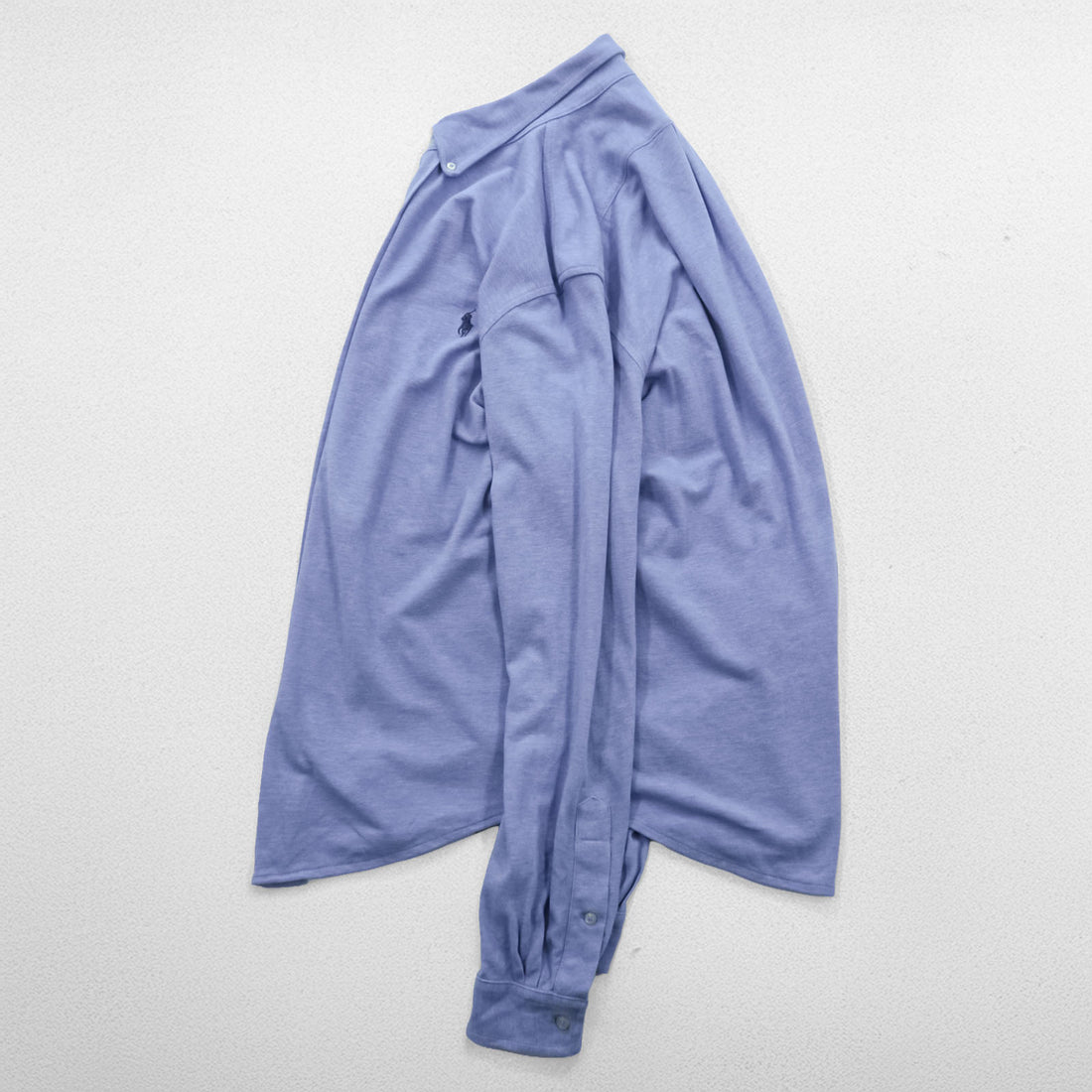 Ralph Lauren Pique Button-Down Shirt L Blue FEATHERWEIGHT MESH Small Pony Embroidered Logo