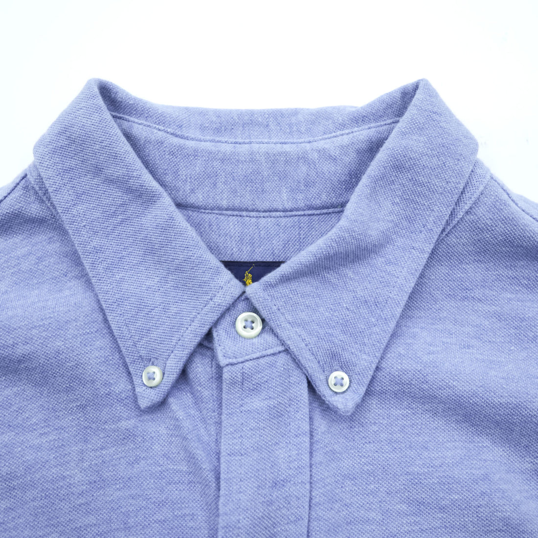 Ralph Lauren Pique Button-Down Shirt L Blue FEATHERWEIGHT MESH Small Pony Embroidered Logo