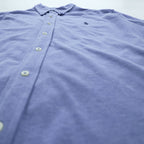 Ralph Lauren Pique Button-Down Shirt L Blue FEATHERWEIGHT MESH Small Pony Embroidered Logo