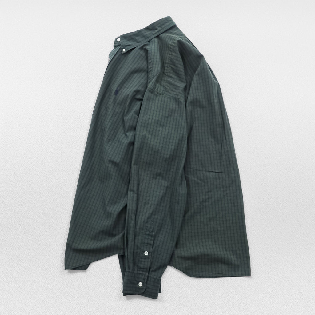 Ralph Lauren 90s button-down shirt, size XL, checked green, black, with small pony embroidery.