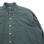 Ralph Lauren 90s button-down shirt, size XL, checked green, black, with small pony embroidery.