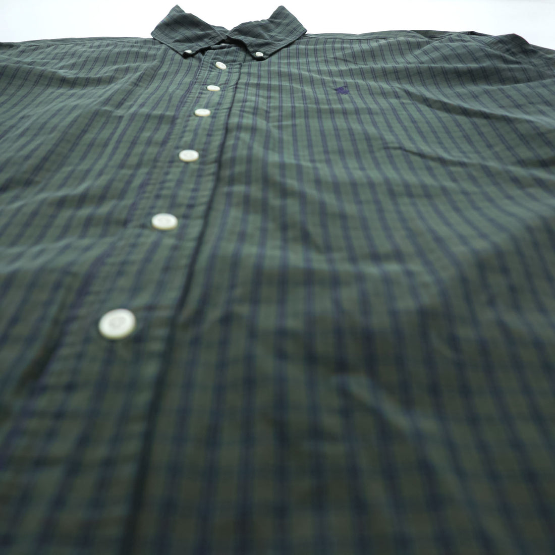 Ralph Lauren 90s button-down shirt, size XL, checked green, black, with small pony embroidery.