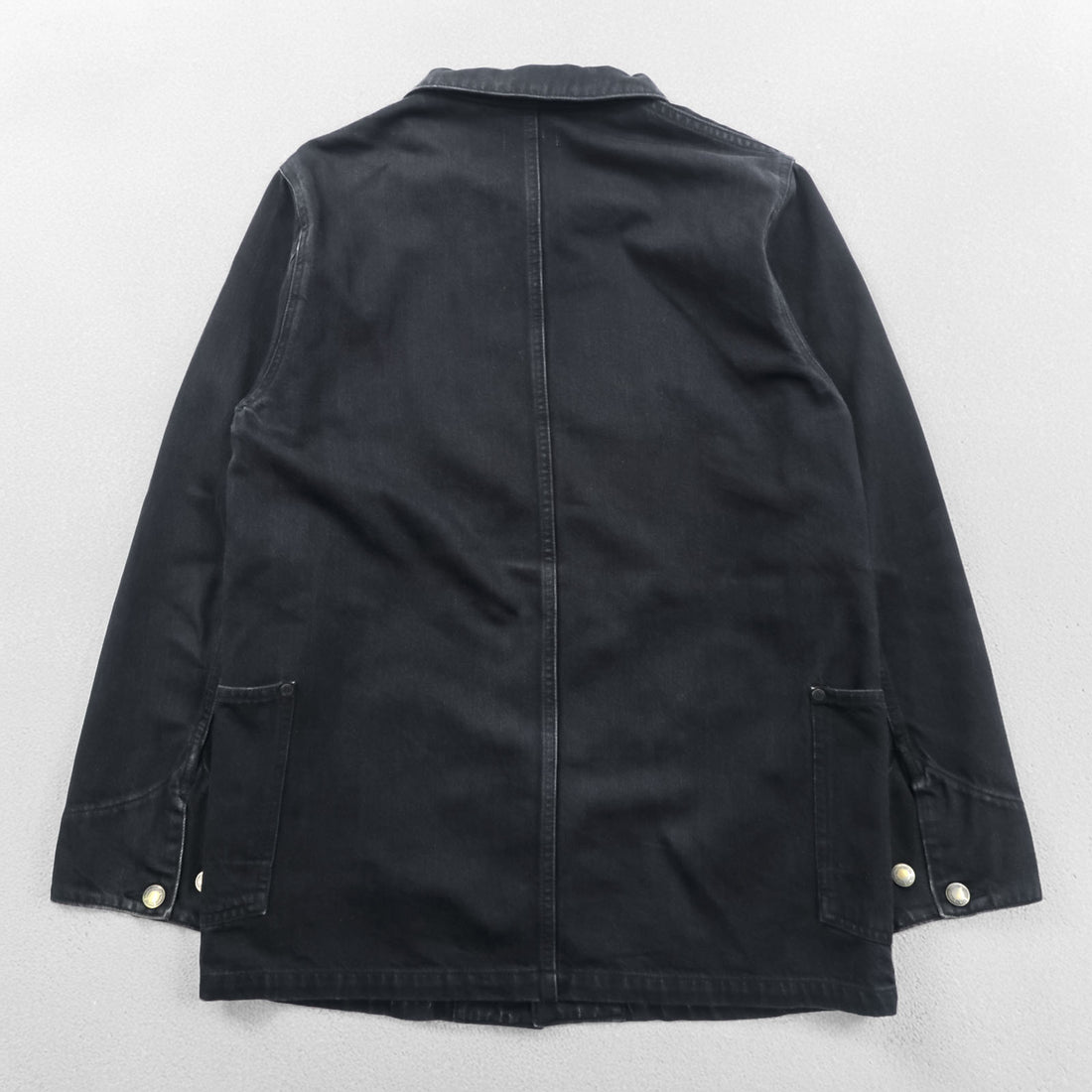 FACTOTUM Japan Made Black Denim Chore Coat Hunting Jacket S Black Round Collar 01040638