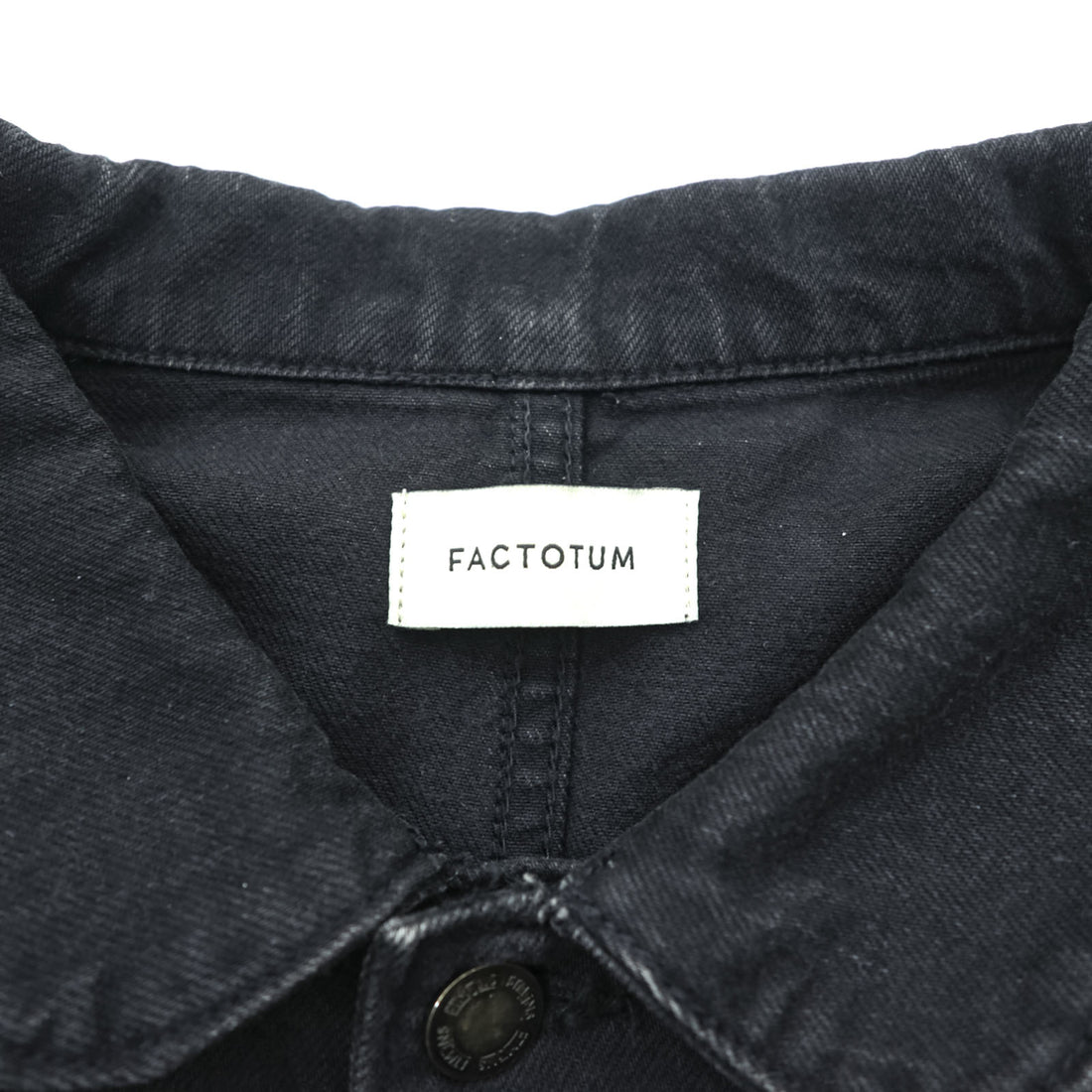 FACTOTUM Japan Made Black Denim Chore Coat Hunting Jacket S Black Round Collar 01040638