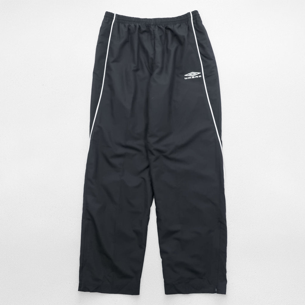Umbro Track Pants Jersey XL Black Side Stripe Hem Zip Nylon