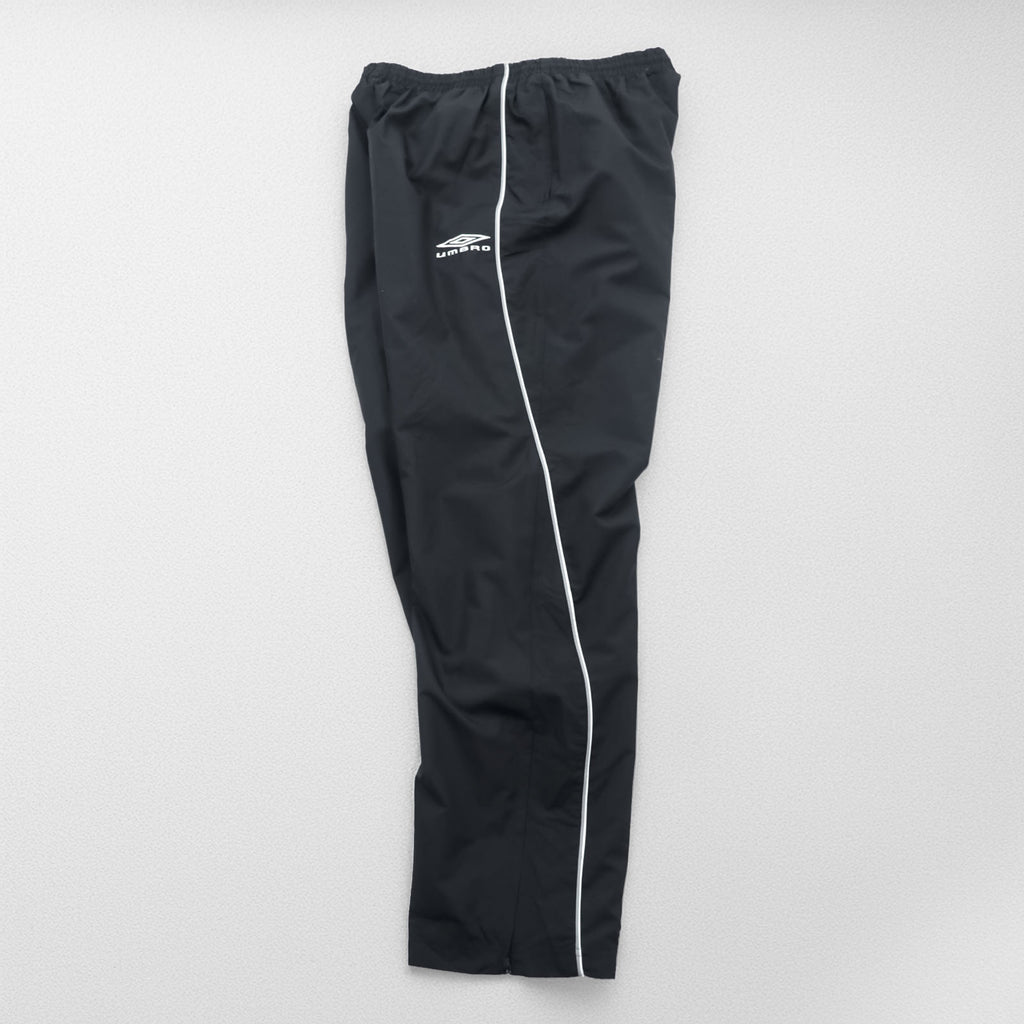 Umbro Track Pants Jersey XL Black Side Stripe Hem Zip Nylon