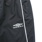 Umbro Track Pants Jersey XL Black Side Stripe Hem Zip Nylon