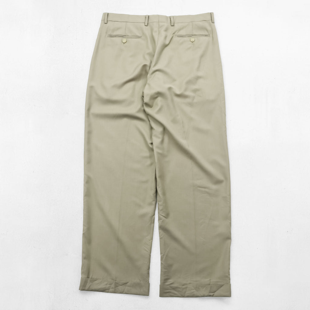 LAUREN RALPH LAUREN 90年代 2タック ワイド スラックス パンツ L ベージュ ダブルカフス