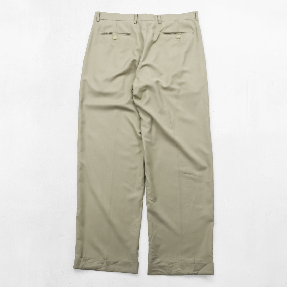 LAUREN RALPH LAUREN 90年代 2タック ワイド スラックス パンツ L ベージュ ダブルカフス