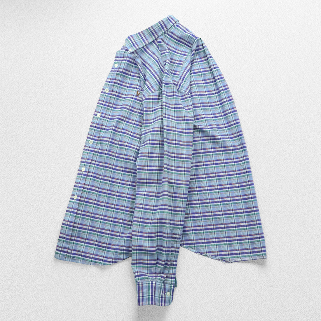 Ralph Lauren Button-Down Shirt L Plaid Blue Small Pony Embroidered Logo