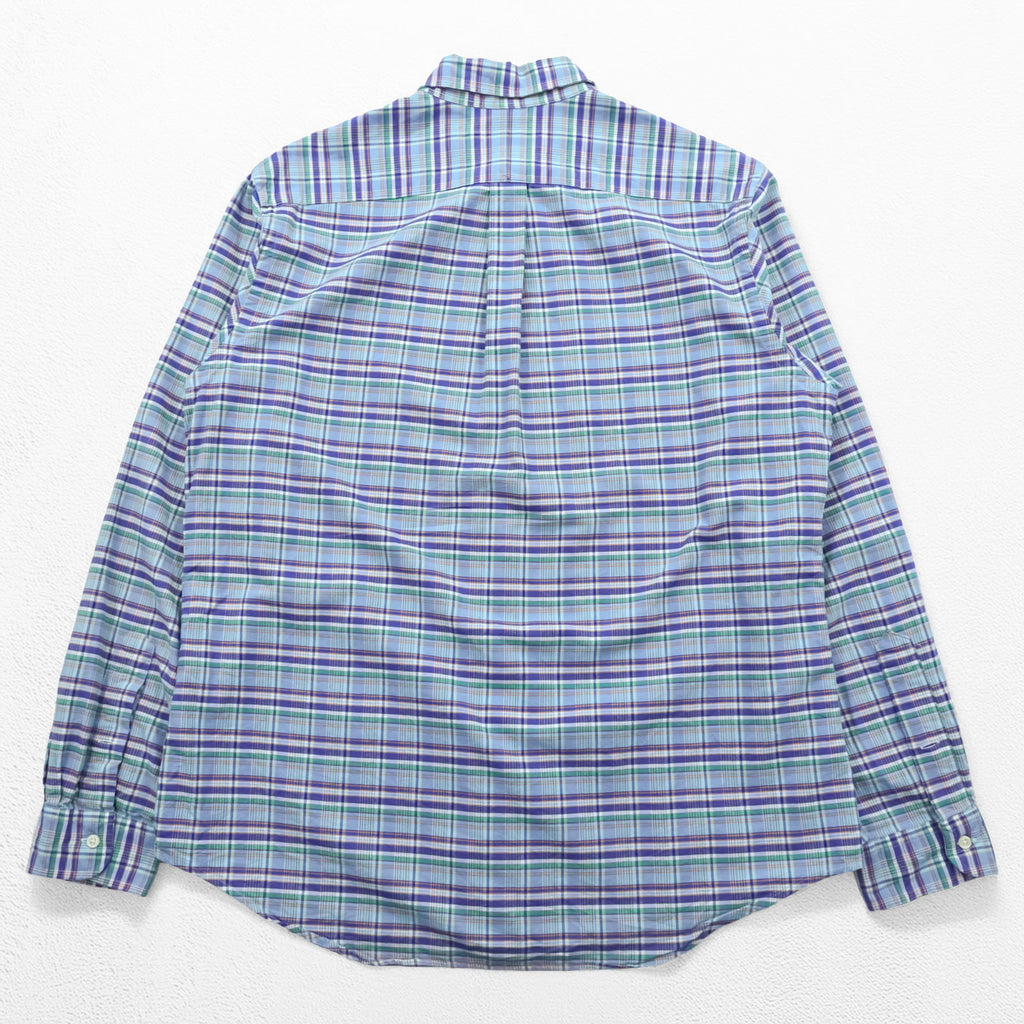 Ralph Lauren Button-Down Shirt L Plaid Blue Small Pony Embroidered Logo