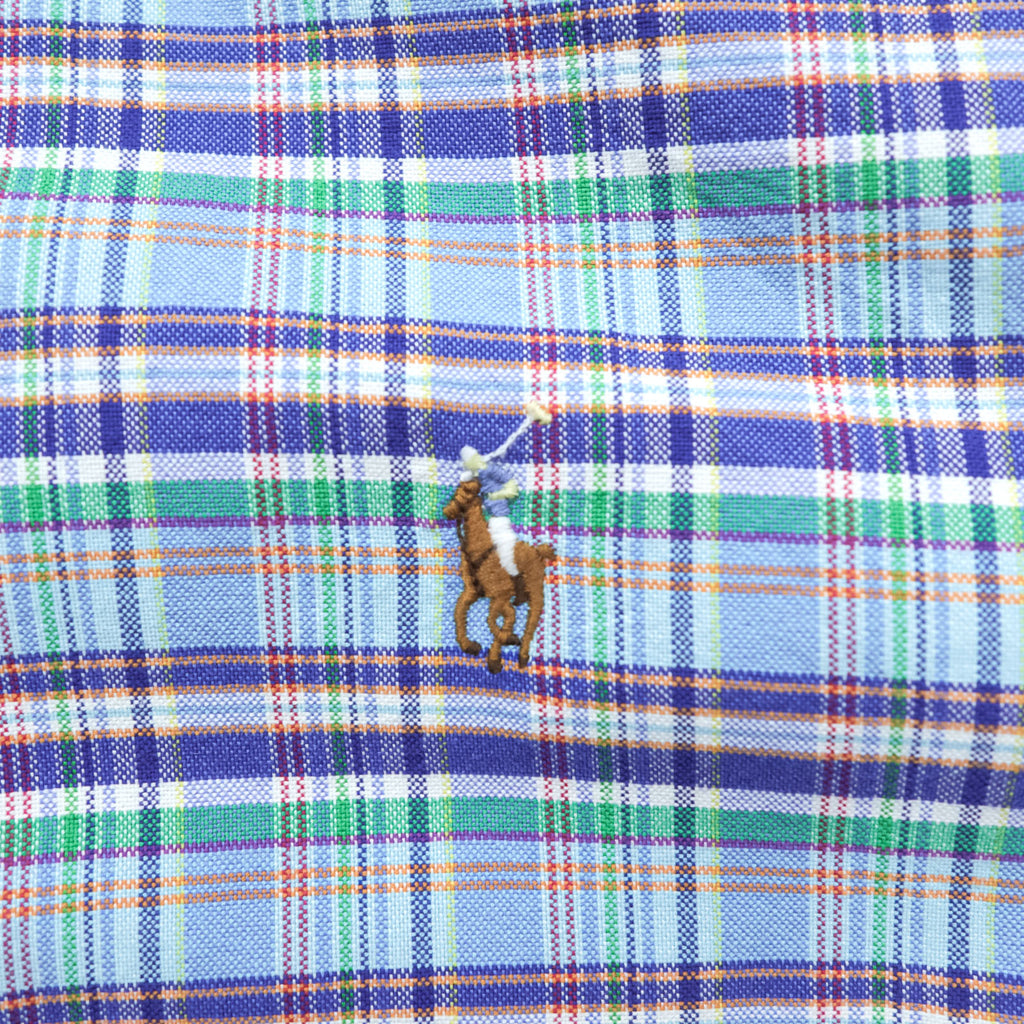 Ralph Lauren Button-Down Shirt L Plaid Blue Small Pony Embroidered Logo
