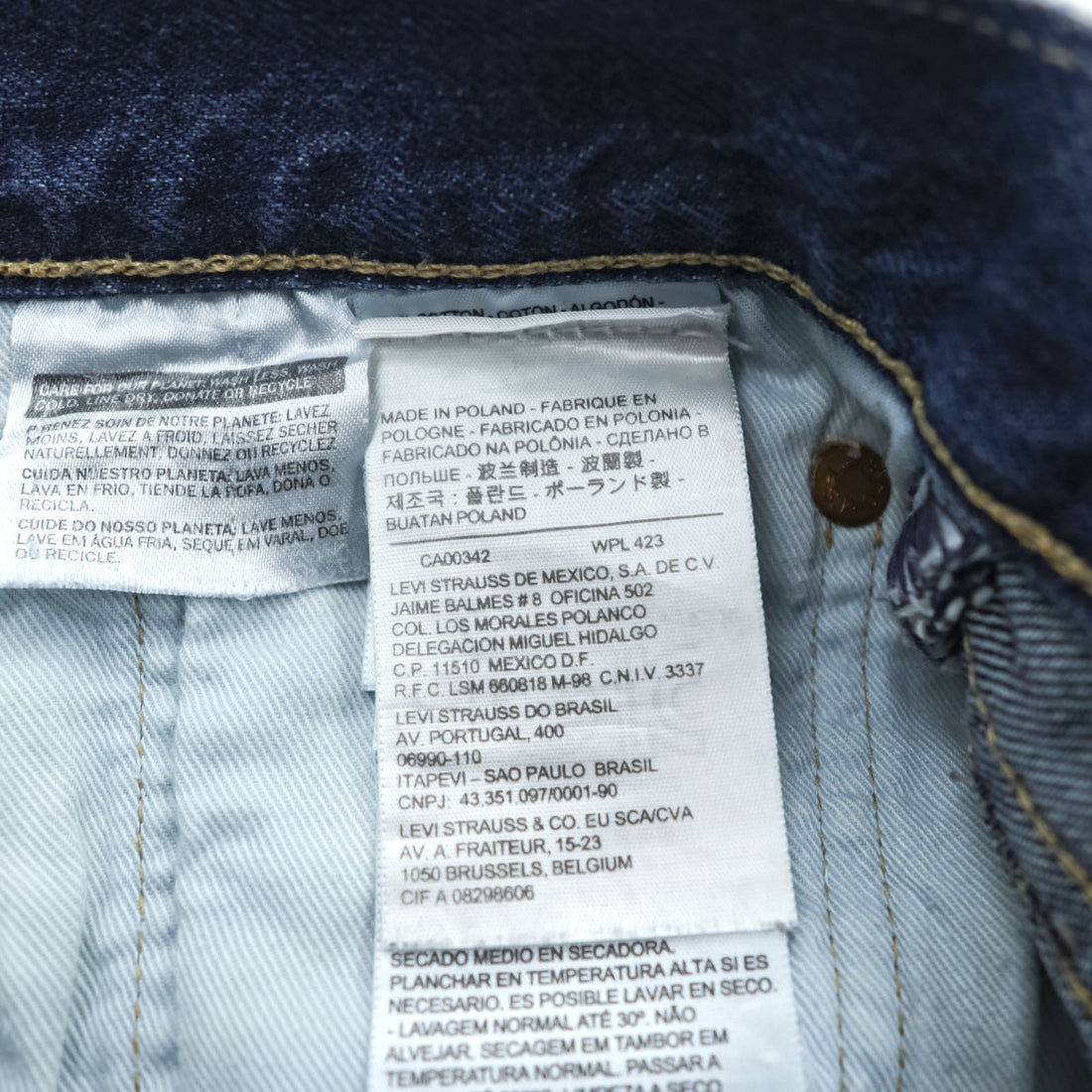 Levi's 501 デニムパンツ ジーンズ L インディゴ ストレート レザーパッチ ボタンフライ 00501-1310 ポーランド製