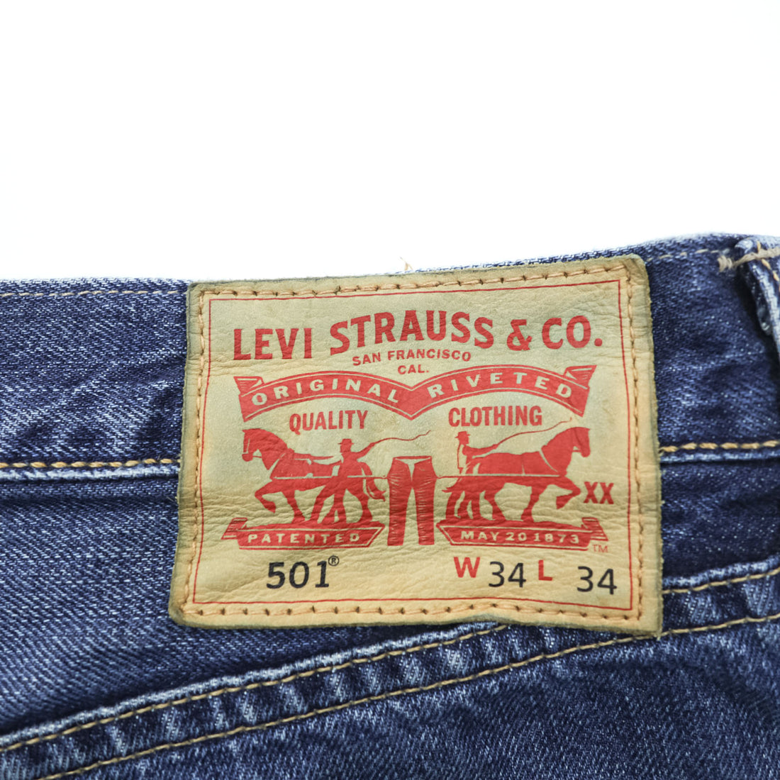 Levi's 501 デニムパンツ ジーンズ L インディゴ ストレート レザーパッチ ボタンフライ 00501-1310 ポーランド製