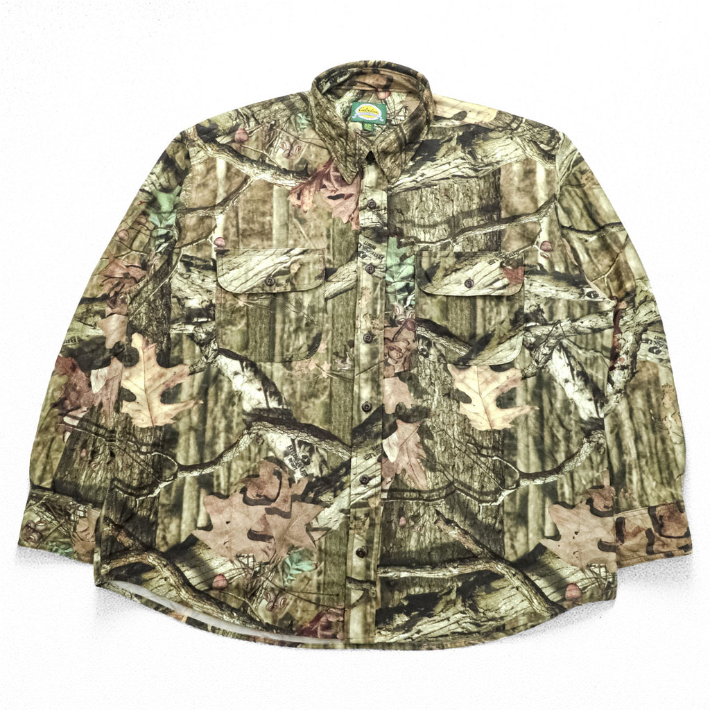 Cabela's 90s Real Tree Camo Long Sleeve Hunting Shirt XL Khaki Camouflage Chest Pocket