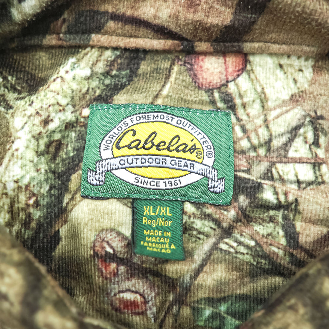 Cabela's 90s Real Tree Camo Long Sleeve Hunting Shirt XL Khaki Camouflage Chest Pocket