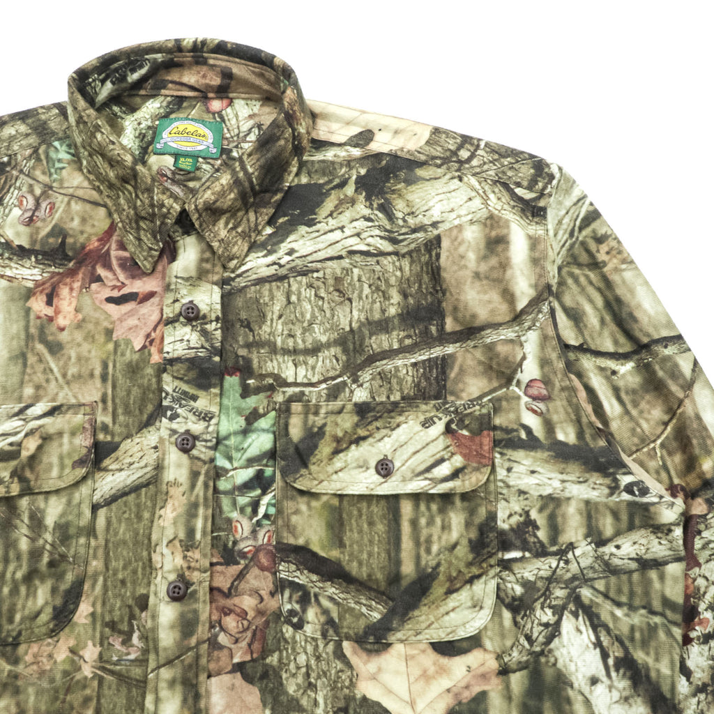 Cabela's 90s Real Tree Camo Long Sleeve Hunting Shirt XL Khaki Camouflage Chest Pocket