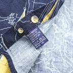 NAUTICA 90s All-Over Print Button-Down Shirt XL Navy Cotton Chest Pocket Map Pattern Yacht