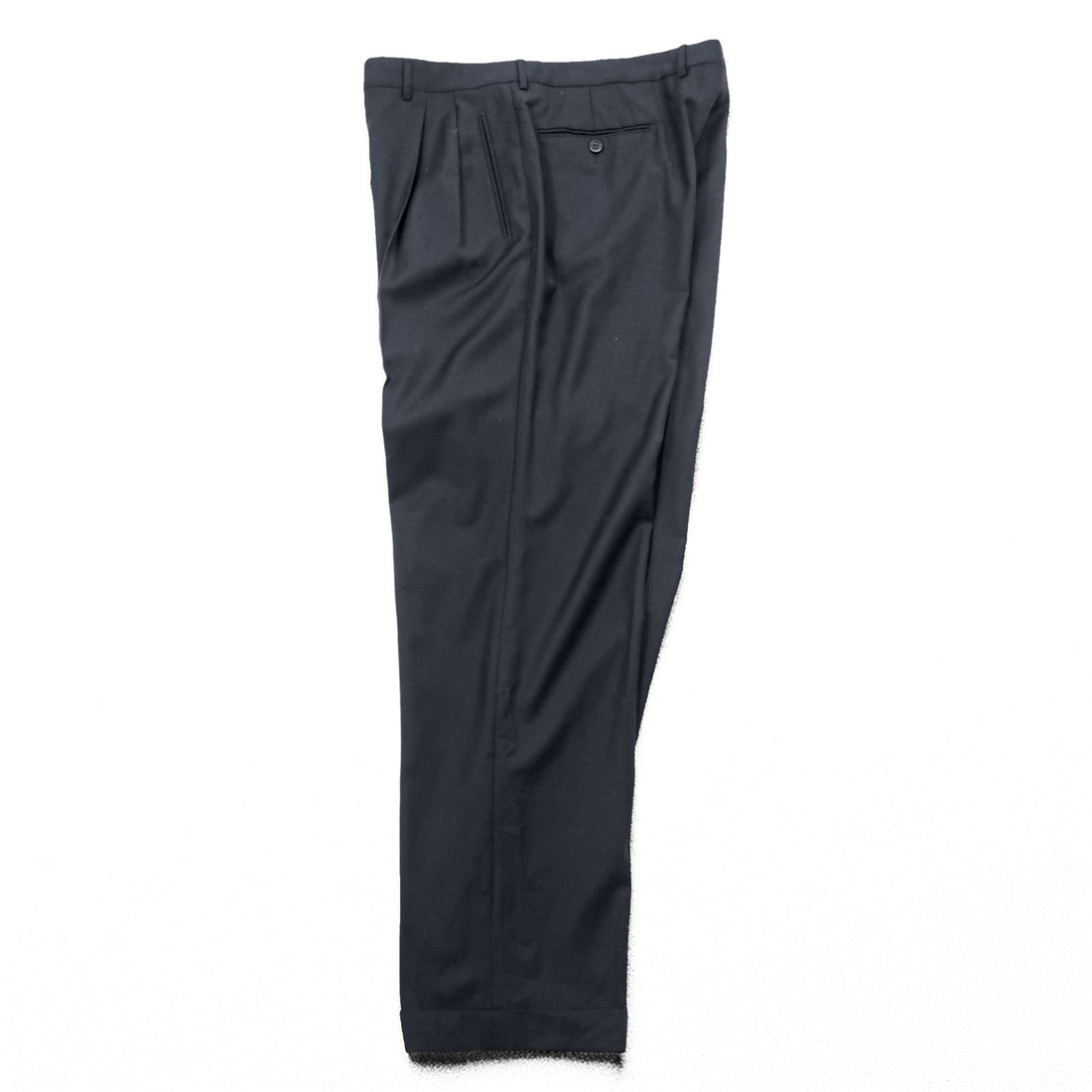 Ermenegildo Zegna 2タック ワイド スラックス パンツ XL ブラック ウール プリーツ