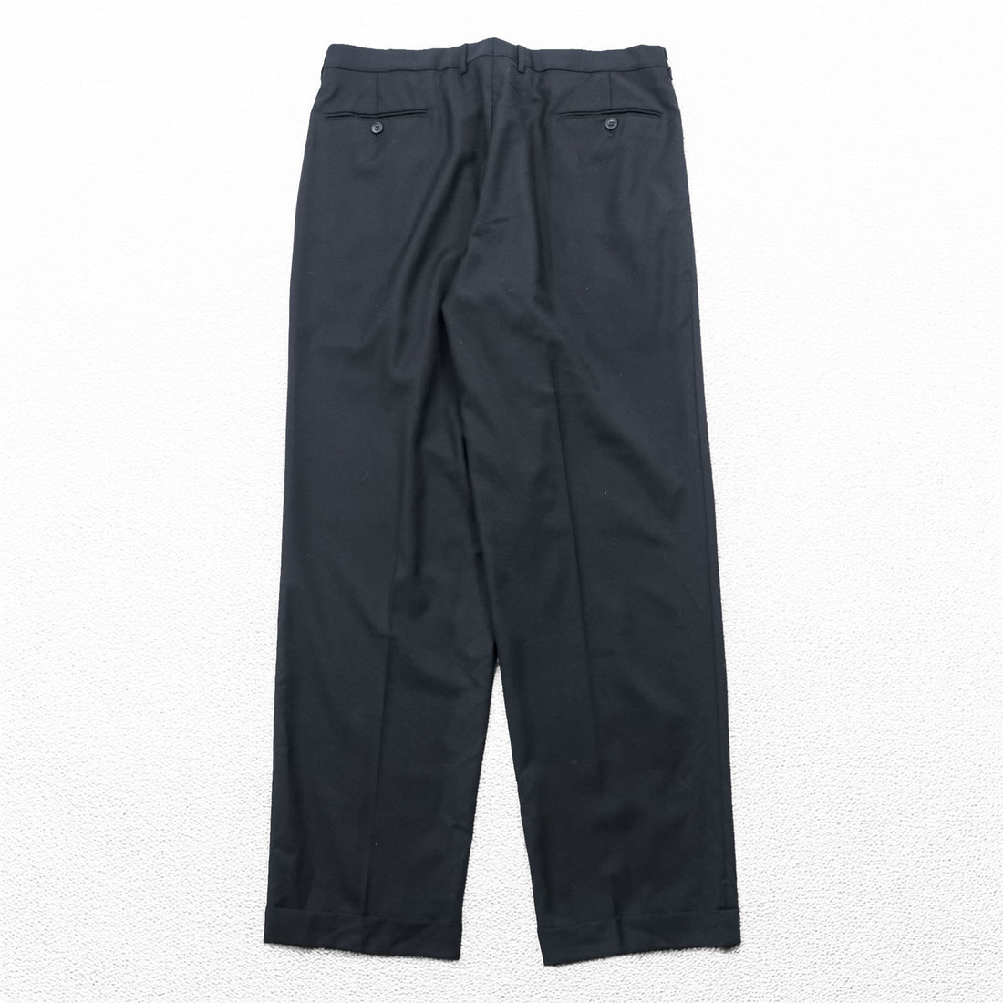 Ermenegildo Zegna 2タック ワイド スラックス パンツ XL ブラック ウール プリーツ