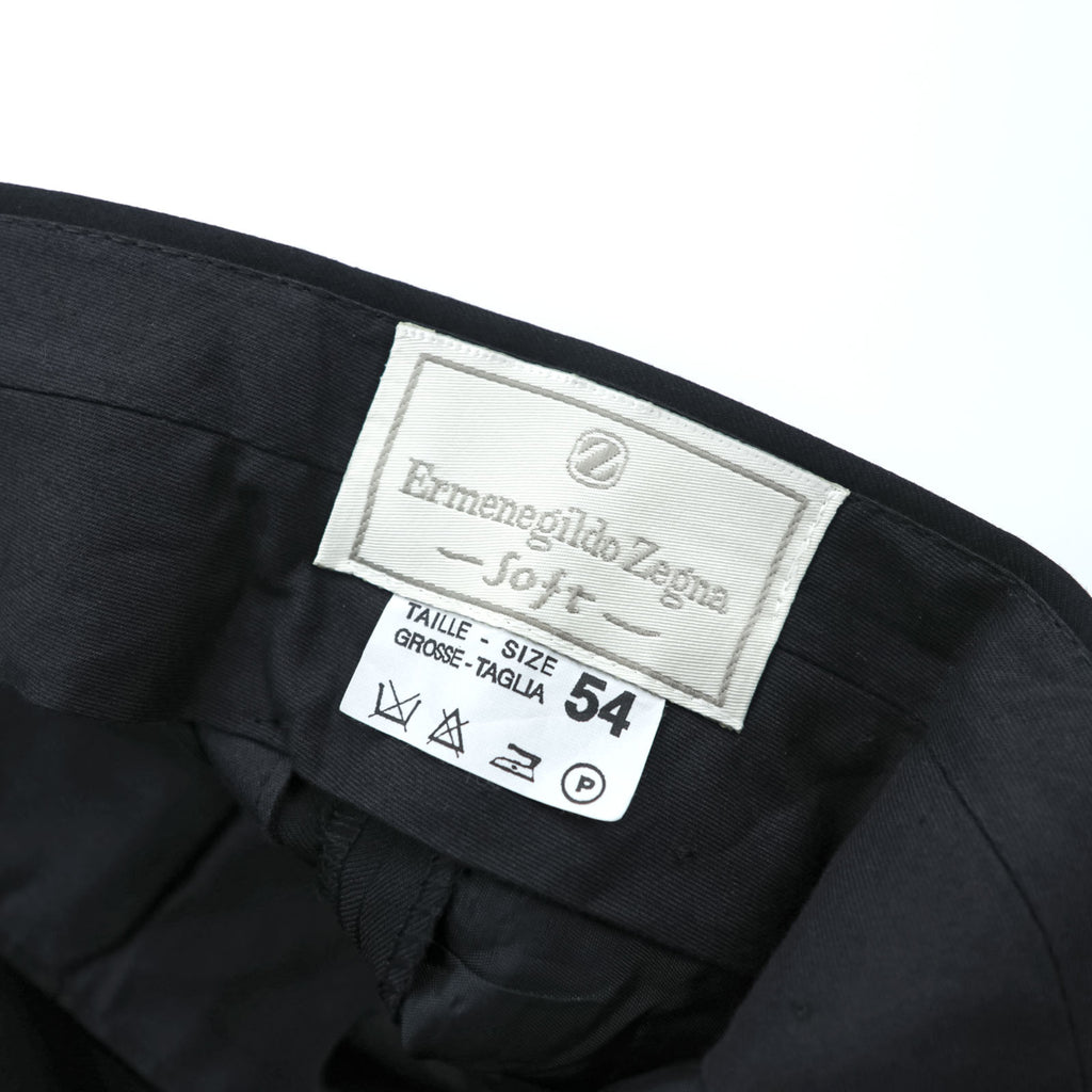 Ermenegildo Zegna 2タック ワイド スラックス パンツ XL ブラック ウール プリーツ