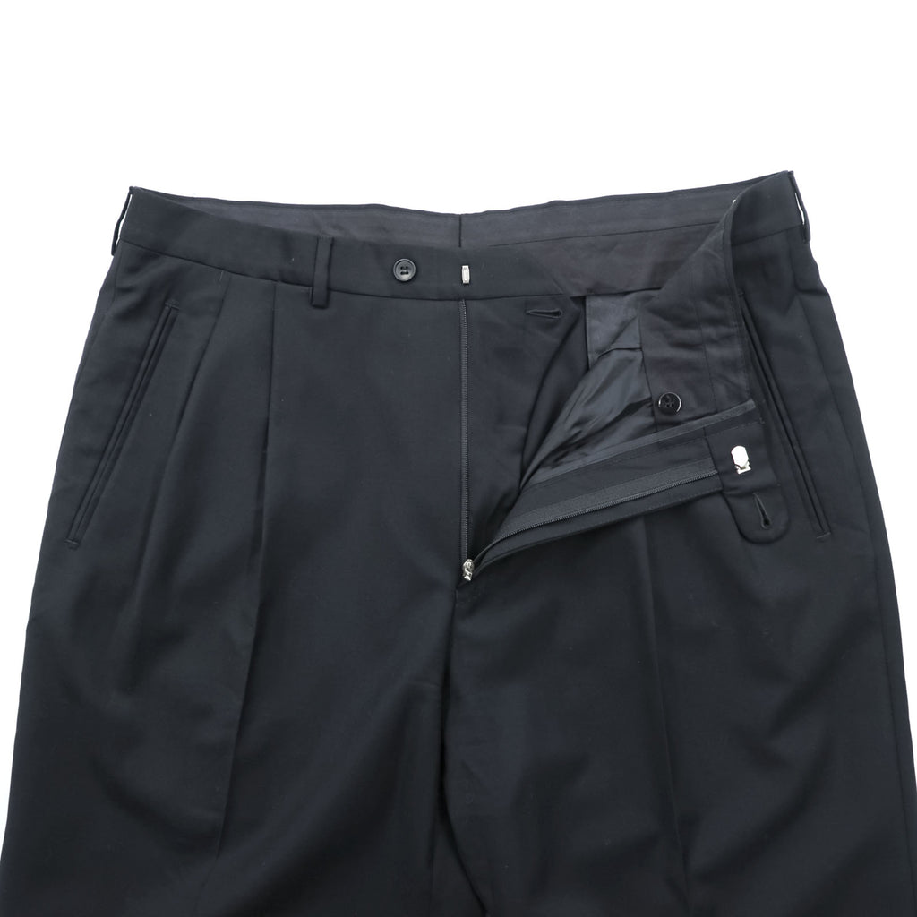 Ermenegildo Zegna 2タック ワイド スラックス パンツ XL ブラック ウール プリーツ