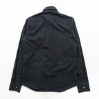 BURBERRY LONDON Stretch Dress Shirt S Black One Point Logo Embroidery Nova Check Switching Made in Turkey