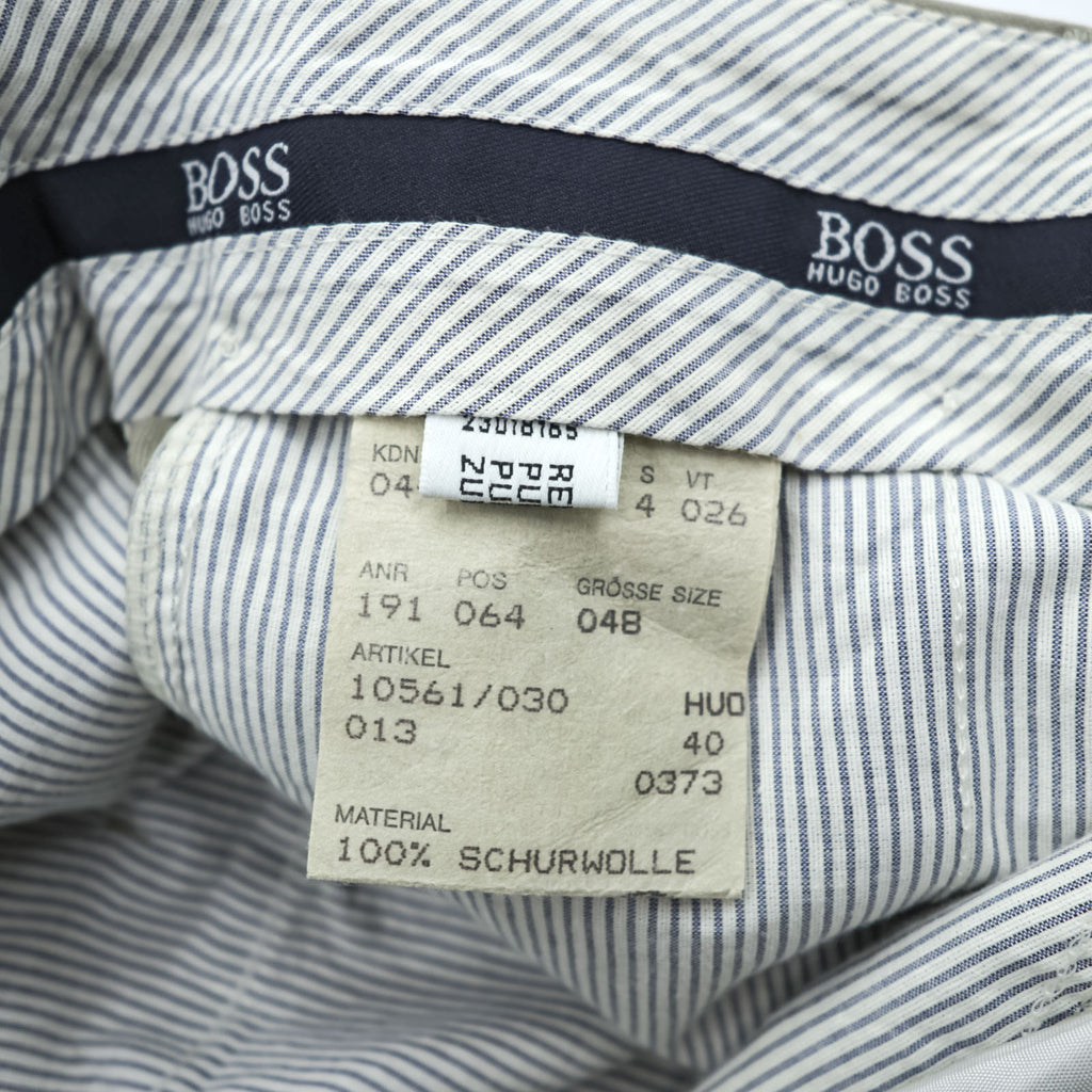 HUGO BOSS 90年代 ドイツ製 2タック ワイド スラックス パンツ M ベージュ プリーツ