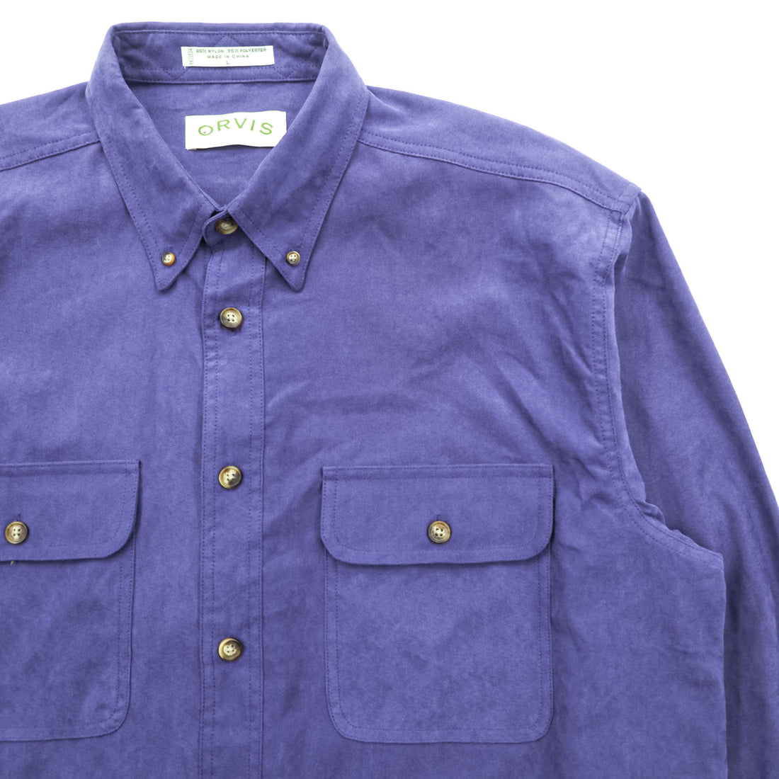 ORVIS アウトドア 長袖 ボタンダウンシャツ L ブルー 防水 ナイロン 胸ポケット