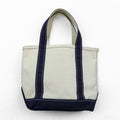 L.L.Bean Made in USA BOAT AND TOTE Canvas Tote Bag Natural White Navy 112635
