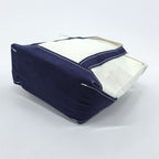 L.L.Bean Made in USA BOAT AND TOTE Canvas Tote Bag Natural White Navy 112635