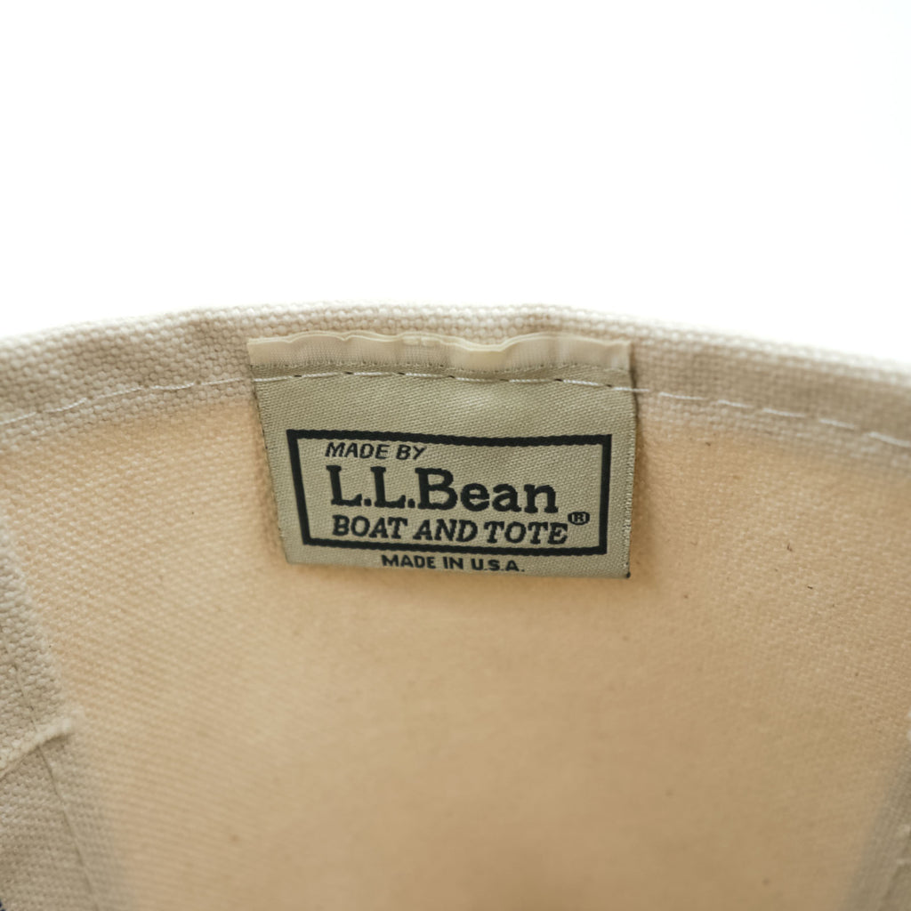 L.L.Bean Made in USA BOAT AND TOTE Canvas Tote Bag Natural White Navy 112635