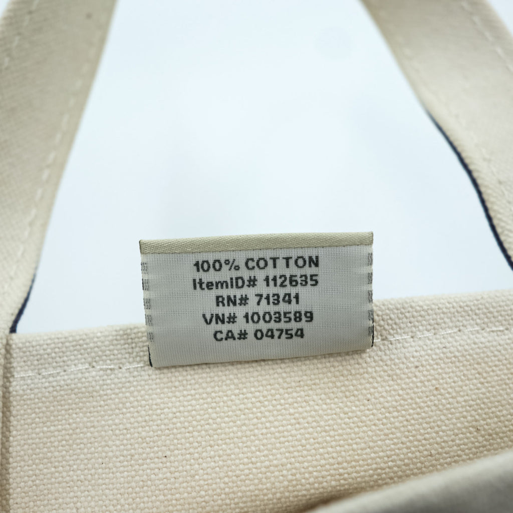 L.L.Bean Made in USA BOAT AND TOTE Canvas Tote Bag Natural White Navy 112635