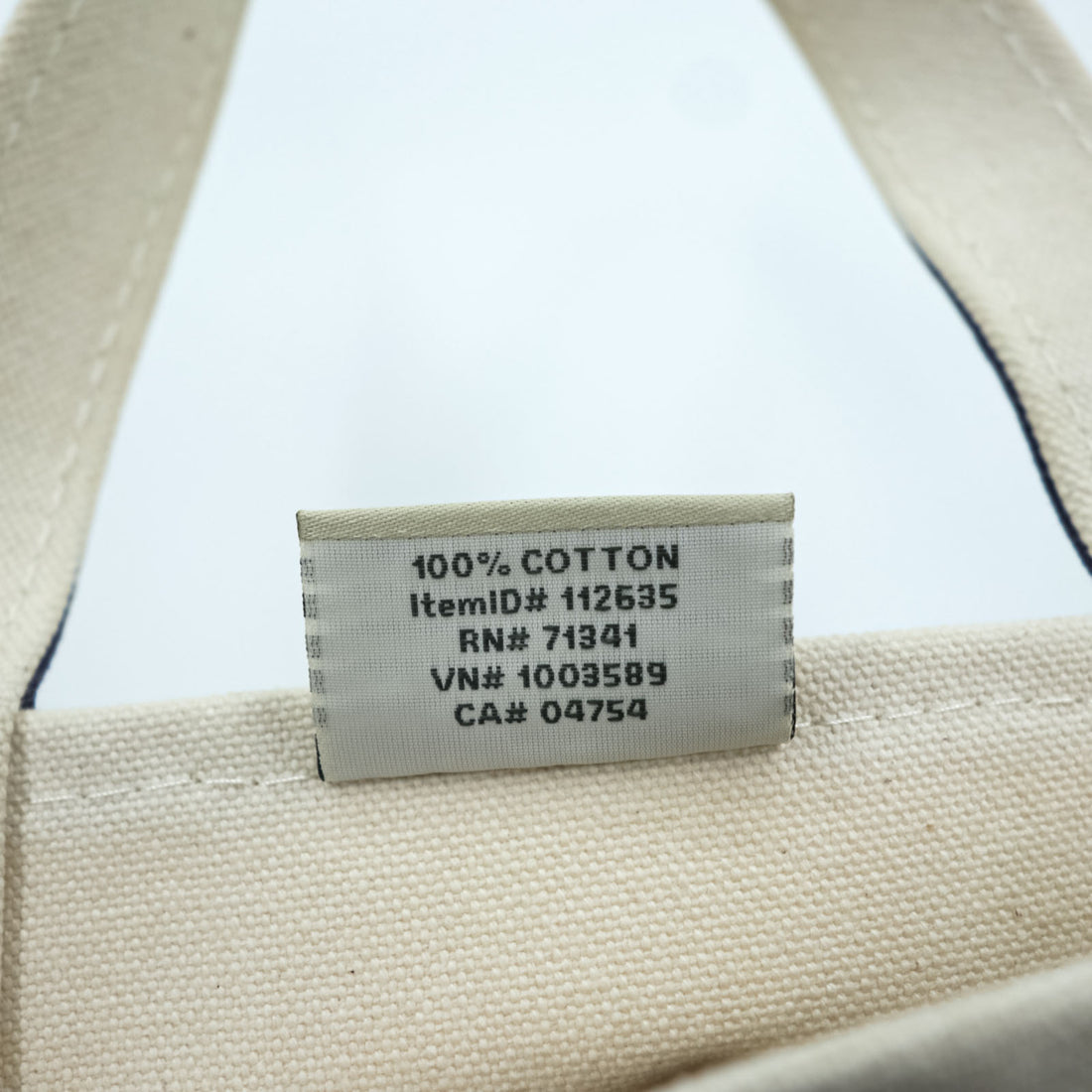 L.L.Bean Made in USA BOAT AND TOTE Canvas Tote Bag Natural White Navy 112635