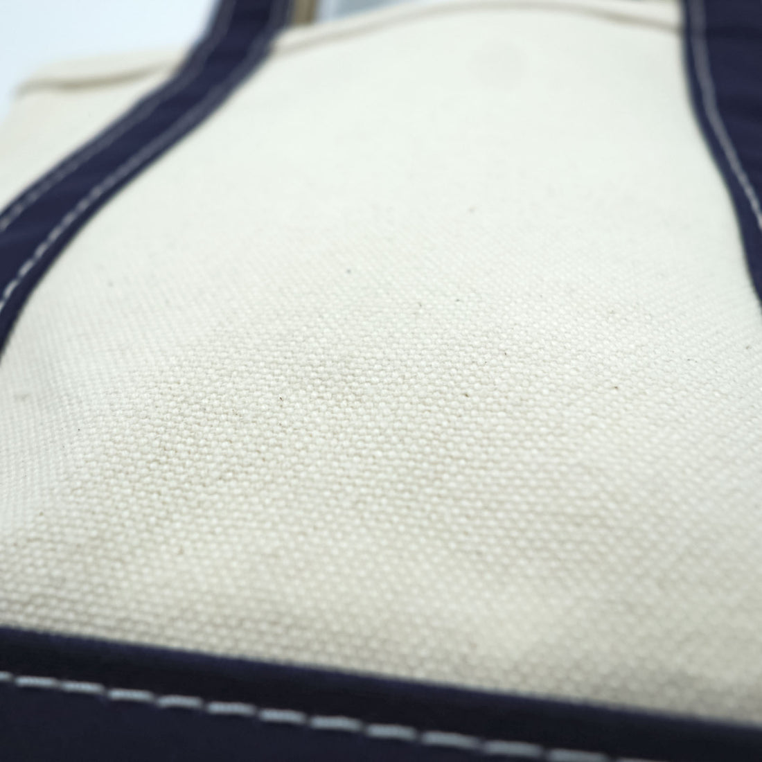 L.L.Bean Made in USA BOAT AND TOTE Canvas Tote Bag Natural White Navy 112635