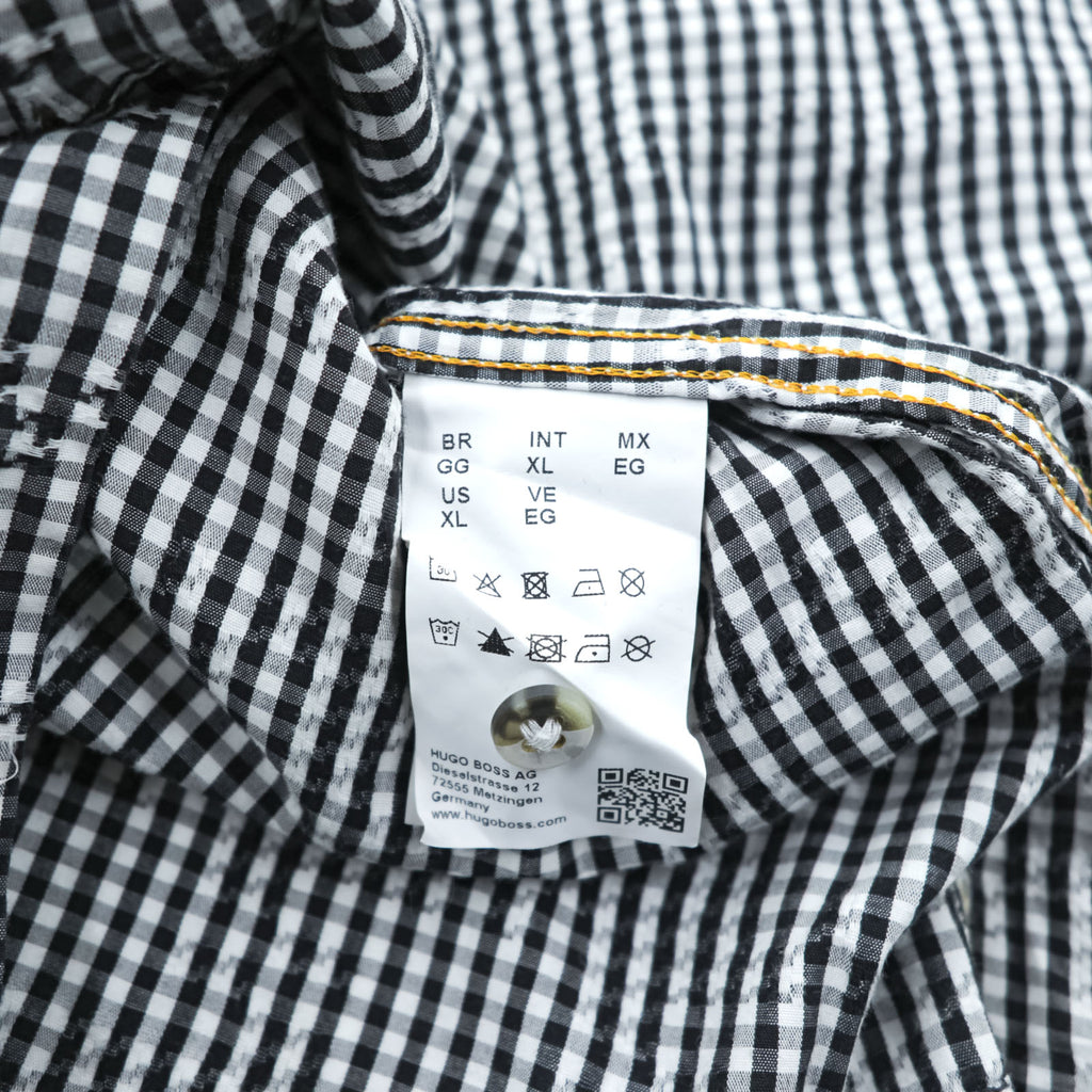 HUGO BOSS スリムフィット ワークシャツ XL ホワイト ブラック チェック 胸ポケット