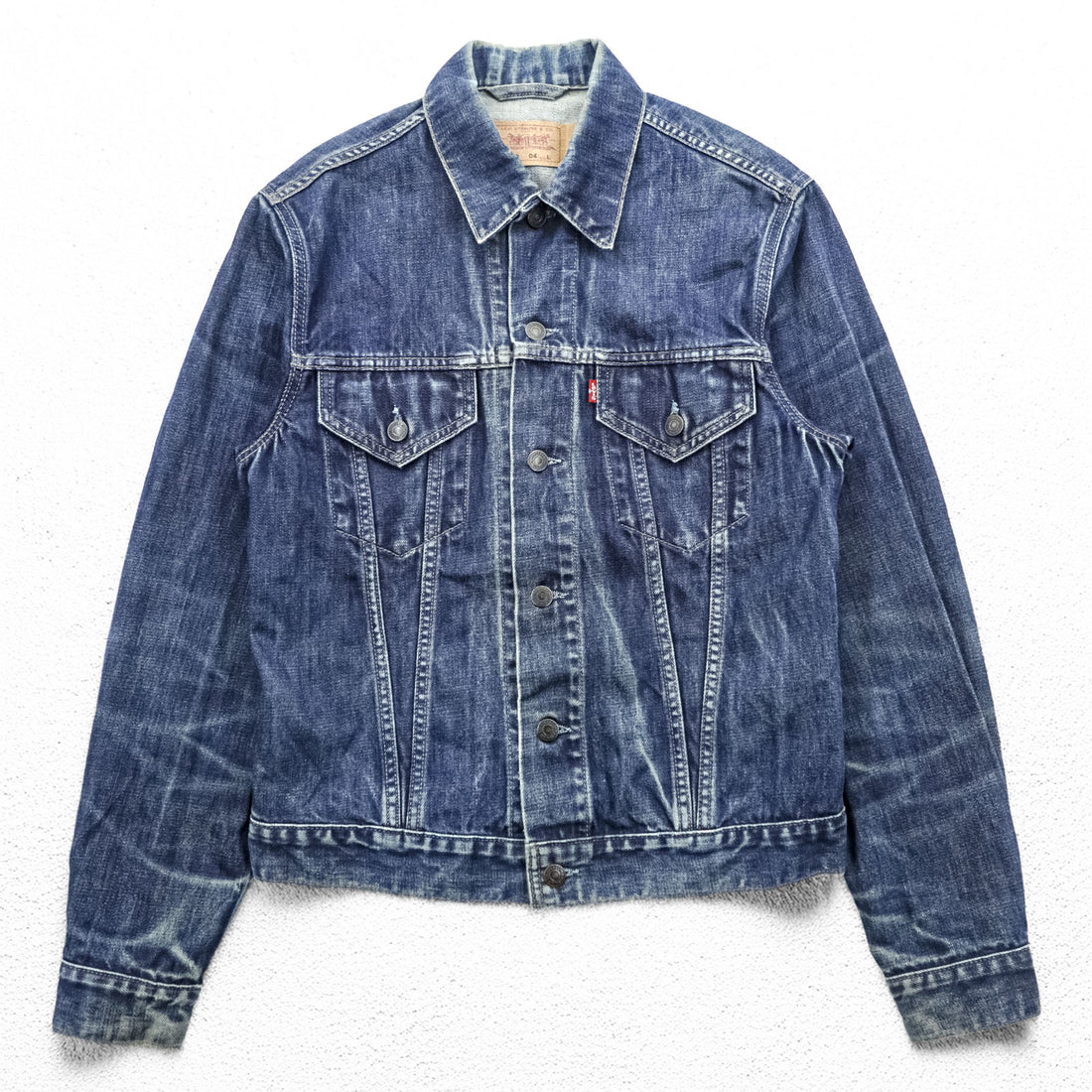 Levi's 70500-0401 Euro Levi's 00s Denim Trucker Jacket G Jean L Indigo Faded Honeycomb Made in Croatia