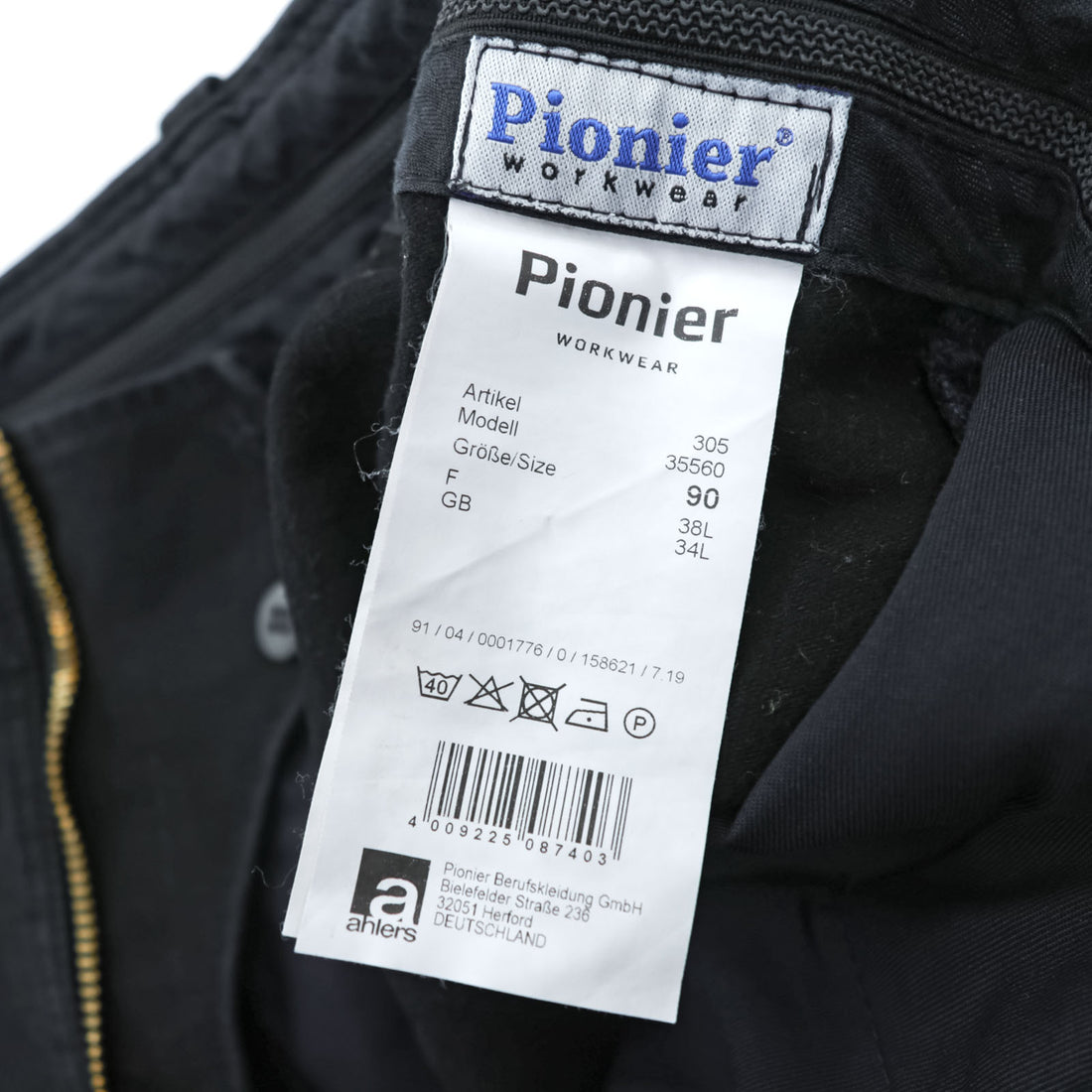Pionier WORKWEAR ユーロワーク ダブルニー ワークパンツ L ブラック モールスキン