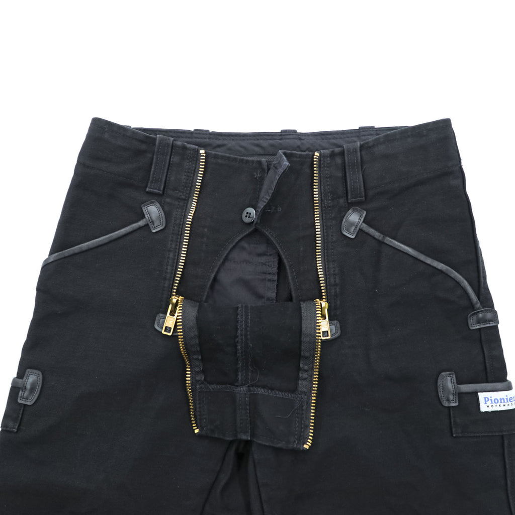 Pionier WORKWEAR ユーロワーク ダブルニー ワークパンツ L ブラック モールスキン